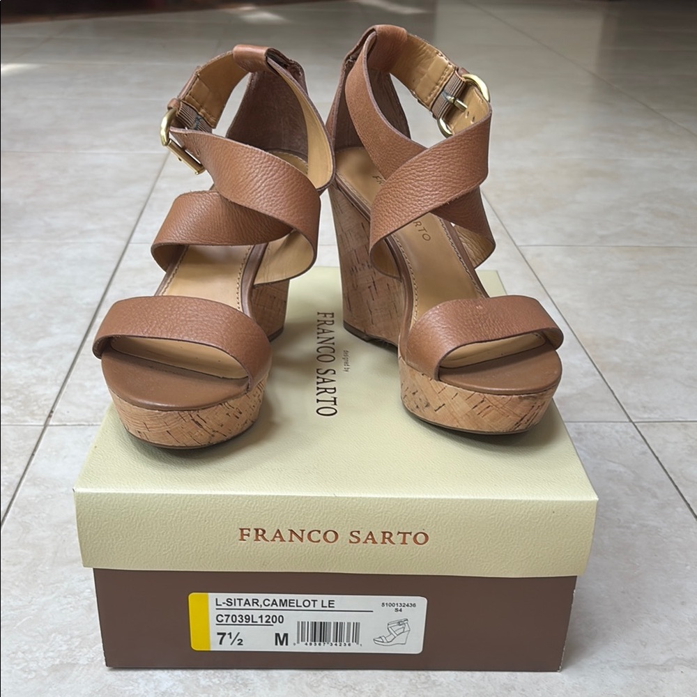 Franco Sarto Camel Wedge Sandals